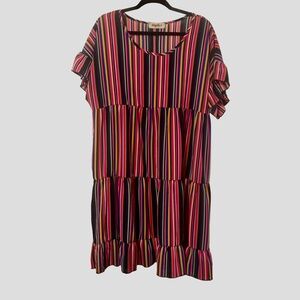 Haptics by Holly Harper | Colorful Striped Flutter Sleeve Mini Dress Size XL